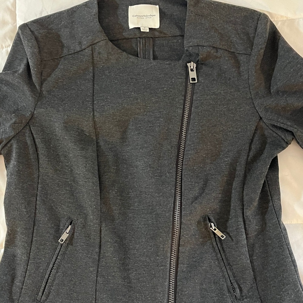 Catherine Malandrino Runway Style Moto Asymmetrical Jacket Gray Womens Small - Picture 2 of 6